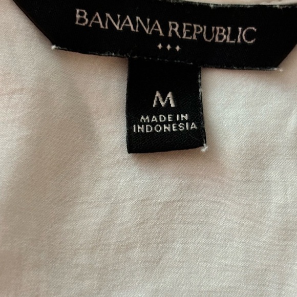 BANANA REPUBLIC top, white, long full sleeves, blouson elastic, button openings - Picture 6 of 7